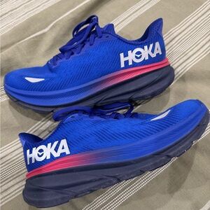 Hoka Vibrant Blue and Pink Athletic Shoes